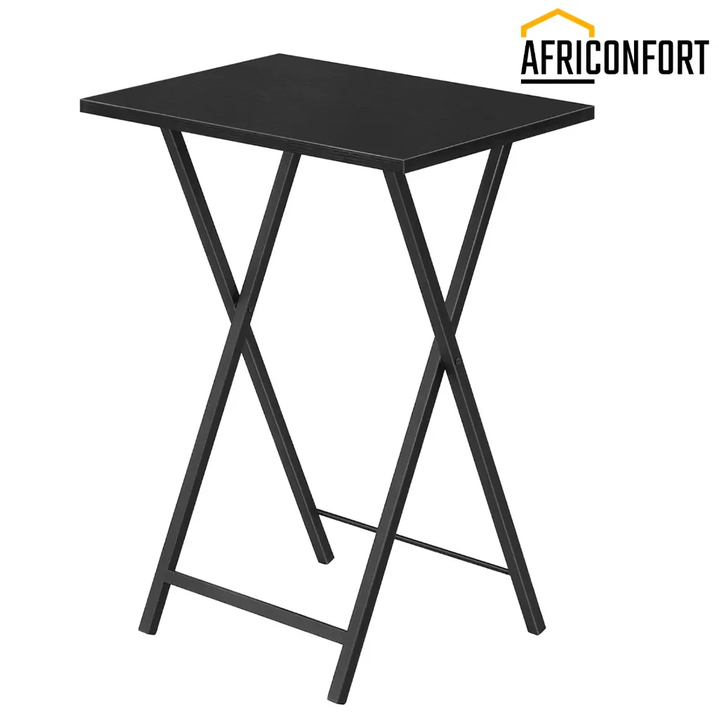 Tables d'appoint pliantes, lot de 2, idéales pour les petits espaces. Tables d'appoint de style industriel pour manger sur le canapé. Structure métallique stable, montage facile, gain de place, noir: 48*36*67cm