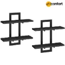 Étagères flottantes, lot de 2 étagères murales de 38 cm (15 pouces), étagères de rangement murales à 2 niveaux, étagères suspendues pour salle de bain, salon, chambre, salle de bain, cuisine, noir: 40*38*13.5