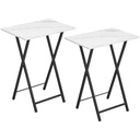 Tables d'appoint pliantes pour téléviseur, lot de 2, Tables d'appoint portables pour canapé, parfaites pour les collations et les repas au salon, coloris marbre et noir: 48x36x67cm