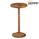 Petite table d'appoint ronde avec pieds en bois massif, table martini avec accents sur piédestal, pour petit espace, salon, chambre à coucher, canapé, marron rustique:  : 30*30*65cm