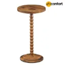 Petite table d'appoint ronde avec pieds en bois massif, table martini avec accents sur piédestal, pour petit espace, salon, chambre à coucher, canapé, marron rustique:  : 30*30*65cm