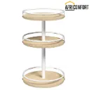 Étagère à épices rotative à 3 niveaux, rangement pour épices, organisateur de cuisine, meuble de cuisine rotatif, coiffeuse,  blanc naturel: 25*25*48cm