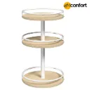Étagère à épices rotative à 3 niveaux, rangement pour épices, organisateur de cuisine, meuble de cuisine rotatif, coiffeuse,  blanc naturel: 25*25*48cm