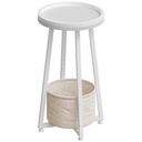 Table d'appoint ronde à deux niveaux, idéale pour les petits espaces (salon, chambre, dortoir), blanche: 30x30x60cm