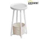 Table d'appoint ronde à deux niveaux, idéale pour les petits espaces (salon, chambre, dortoir), blanche: 35*35*60cm