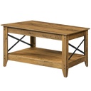 Table basse de style campagnard pour salon, table centrale à deux niveaux avec étagère de rangement, structure métallique en X, idéale pour appartement ou salle de réception, marron: 100x50x50cm