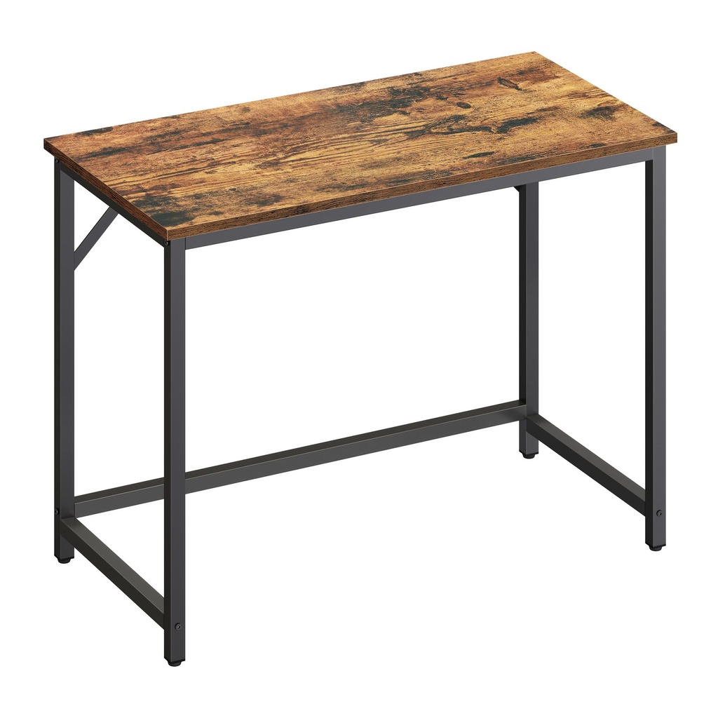 [LWD41XV3] Bureau d'Ordinateur, Table, 100 x 50 x 76 cm, pour Bureau, Chambre, Salon, Cadre en Métal, Marron Rustique et Noir d'Encre