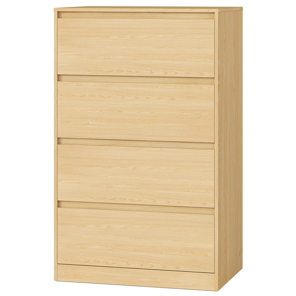 [LTS614YJ01] Commode Chambre 4 Tiroirs, Armoire de Rangement, Meuble à Vêtements, 40 x 60 x 97,4 cm, Style Moderne, Beige Chêne
