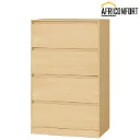 Commode Chambre 4 Tiroirs, Armoire de Rangement, Meuble à Vêtements, 40 x 60 x 97,4 cm, Style Moderne, Beige Chêne