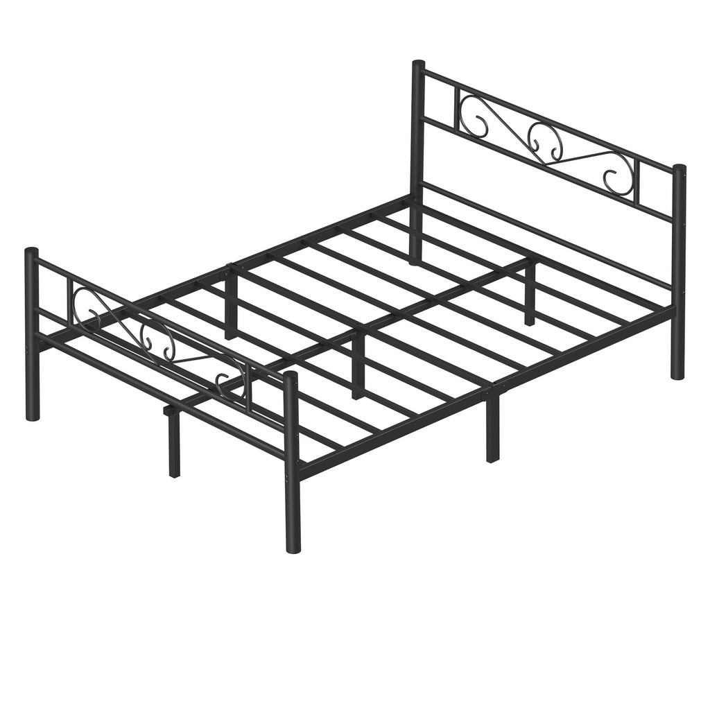 Cadre de Lit 140 x 200 avec Sommier Métal, Lit 2 Personnes, en Métal, Montage Facile, pour Petits Espaces, Chambre d’Amis, Chambre Ado, Noir d'ENcre: 208x142x86,4cm (L x l x H)
