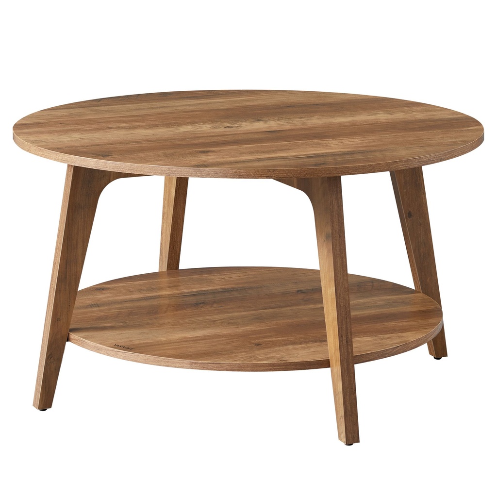 [LCT243K41V1] Table Basse Ronde, Table de Salon à 2 Niveaux, pour Salon, Assemblage Facile, Marron Miel: 80x45 cm (ØxH)