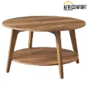 Table Basse Ronde, Table de Salon à 2 Niveaux, pour Salon, 80 x 45 cm, Assemblage Facile, Marron Miel