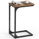 Table d'Appoint, Bout de Canapé, Table de Chevet en C, Plateau de Télévision, pour Salon, Chambre, Style Industriel, Marron Rustique et Noir