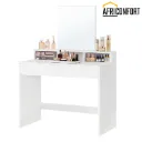 Coiffeuse, Miroir Rectangulaire, Table de Maquillage avec Miroir, 2 Tiroirs et 3 Compartiments, Coin Beauté, Style Moderne, Blanc