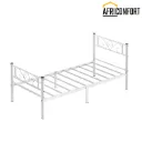 Lit Simple, Lit 1 Personnes, en Métal, Convient pour Matelas de 90 x 190 cm, Montage Facile, pour Petits Espaces, Chambre d'Amis, Chambre Ado, Blanc