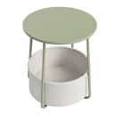 Petite Table Basse Ronde, Table d’Appoint avec Panier en Tissu, Rangement, pour Salon, Chambre, Style Moderne, Vert Laurier et Blanc Crème: 45 x 50cm (ØxH) et panier: 40 x 18,2 cm (Øx H)