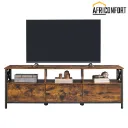 Meuble TV pour Télévision jusqu'à 65 Pouces, Support Télé, 3 Tiroirs en Tissu, 3 Étagères, 147 x 40 x 50 cm, Salon, Chambre, Cadre en Acier, Marron Rustique et Noir