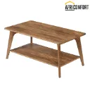 Table Basse, Table de Salon à 2 Niveaux, avec Rangement, Patins, 55 x 100 x 45 cm, Montage Facile, pour Salon, Marron Miel