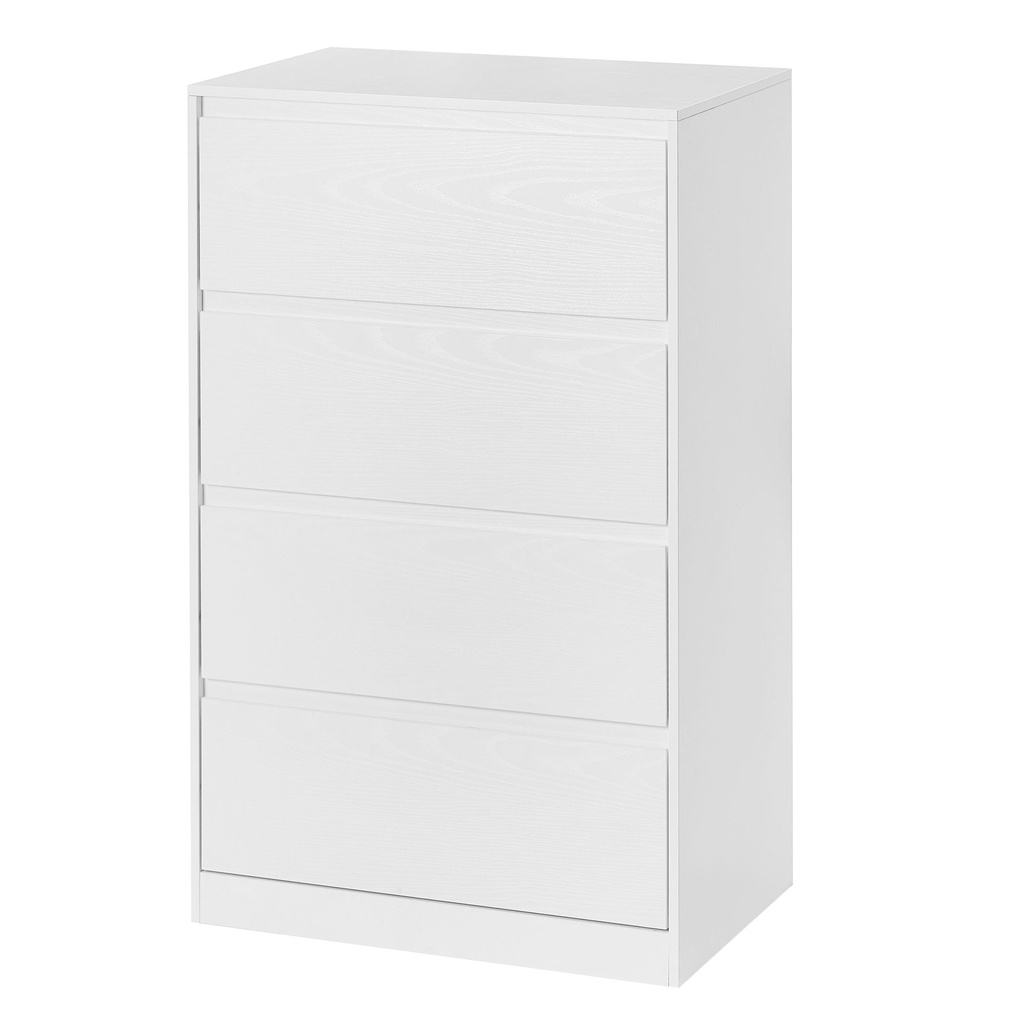 Commode Chambre 4 Tiroirs, Armoire de Rangement, Meuble à Vêtements, Style Moderne, Blanc Neige: 40 x 60 x 97,4 cm