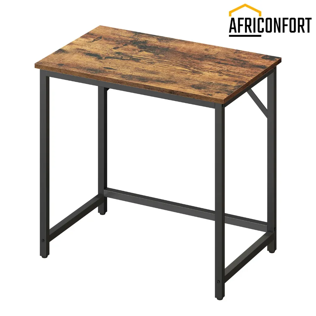 Bureau d'Ordinateur, Table, 50 x 80 x 76 cm, pour Bureau, Chambre, Salon, Cadre en Métal, Marron Rustique et Noir d'Encre