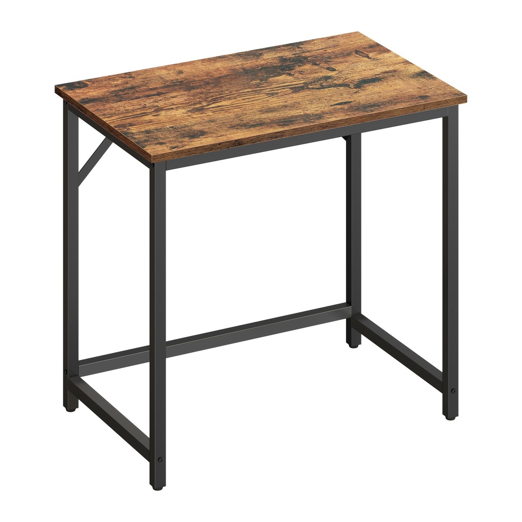[LWD038B01V2] Bureau d'Ordinateur, Table, 50 x 80 x 76 cm, pour Bureau, Chambre, Salon, Cadre en Métal, Marron Rustique et Noir d'Encre