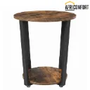 Table d’appoint, Table ronde, Bout de canapé, montage facile, cadre en acier, pour salon, chambre, style industriel, Marron Rustique et Noir