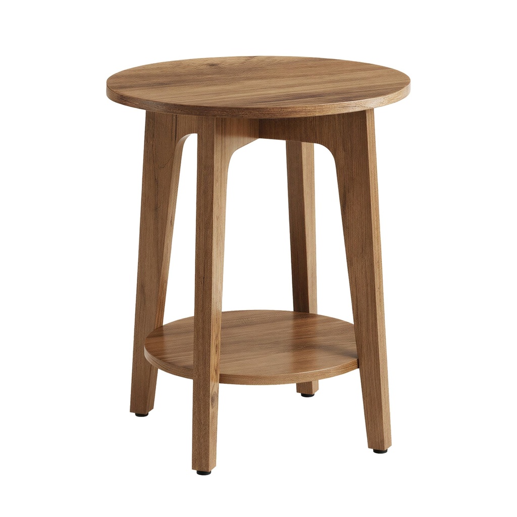Table d'appoint, table de canapé, petite table ronde pour salon, table de chevet pour petits espaces, avec étagère inférieure, style moderne, marron miel: 40 x 50 cm (Ø x H)