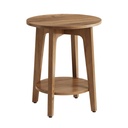 Table d'appoint, table de canapé, petite table ronde pour salon, table de chevet pour petits espaces, avec étagère inférieure, style moderne, marron miel