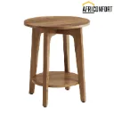Table d'appoint, table de canapé, petite table ronde pour salon, table de chevet pour petits espaces, avec étagère inférieure, style moderne, marron miel