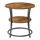 Table d'Appoint Ronde, Bout de Canapé, Table de Chevet, 2 Niveaux, pour Salon, Chambre, Montage Facile, Cadre en Acier, Style Industriel, Marron Rustique et Noir: 55 x 55 cm (Ø x H)