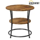 Table d'Appoint Ronde, Bout de Canapé, Table de Chevet, 2 Niveaux, pour Salon, Chambre, Montage Facile, Cadre en Acier, Style Industriel, Marron Rustique et Noir
