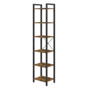 Étagère 6 Niveaux, Bibliothèque, Meuble de Rangement, pour Bureau, Salon, Chambre, 30 x 40 x 187,5 cm, Style Industriel, Marron Rustique et Noir d'Encre