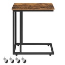 Table d’Appoint, Bout de Canapé, Table Mobile, avec Cadre en Acier et Roulettes, Montage Facile, Style Industriel, pour Salon, Chambre, Balcon, Marron Rustique et Noir:  35 x 50 x 60 cm (P x L x H)