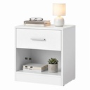 Table de Nuit, avec Tiroir, Poignée, Compartiment Ouvert, Table d’Appoint, pour Chambre, Salon, Blanc Classique