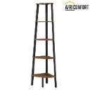 Étagère d'angle, Bibliothèque 5 Niveaux, Étagère Échelle, Meuble de Rangement, Porte-Plante pour Salon, Style Industriel, avec Cadre en Acier, Marron Rustique et Noir