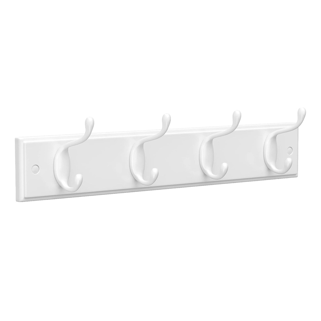 [LHR23WTV1] Porte-manteau Mural, Patère Murale, Vestiaire avec 4 Crochets Doubles en Métal, Meuble pour Entrée, pour Sac, Manteaux, Couloir, Salon, Chambre, Blanc