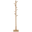 Portemanteau, Portant à Vêtements en Bois, Support sur Pieds avec 8 Crochets, 3 Hauteurs, pour Manteaux, Chapeaux, Sacs, pour Entrée, Couloir, Bois d'Hévéa, Beige Naturel RCR010N01: 30x30x175cm