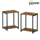 Petites tables d'appoint, lot de 2 Tables de chevet, Tables basses, Bout de canapé, avec étagère, cadre acier, pour salon, chambre, style industriel, Marron Rustique et Noir