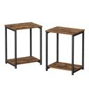 Petites tables d'appoint, lot de 2 Tables de chevet, Tables basses, Bout de canapé, avec étagère, cadre acier, pour salon, chambre, style industriel, Marron Rustique et Noir