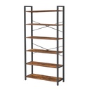 Étagère 6 Niveaux, Bibliothèque, Meuble de Rangement, pour Bureau, Salon, Chambre, 30 x 80 x 186 cm, Style Industriel, Marron Rustique et Noir d'Encre