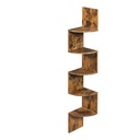 Étagère d’Angle Murale, Étagère de Rangement à 5 Niveaux, Étagère à Plantes, pour Chambre à Coucher, Salon, Salle de Bain, Bureau à Domicile, Marron Rustique: 20 x 20 x 126 cm