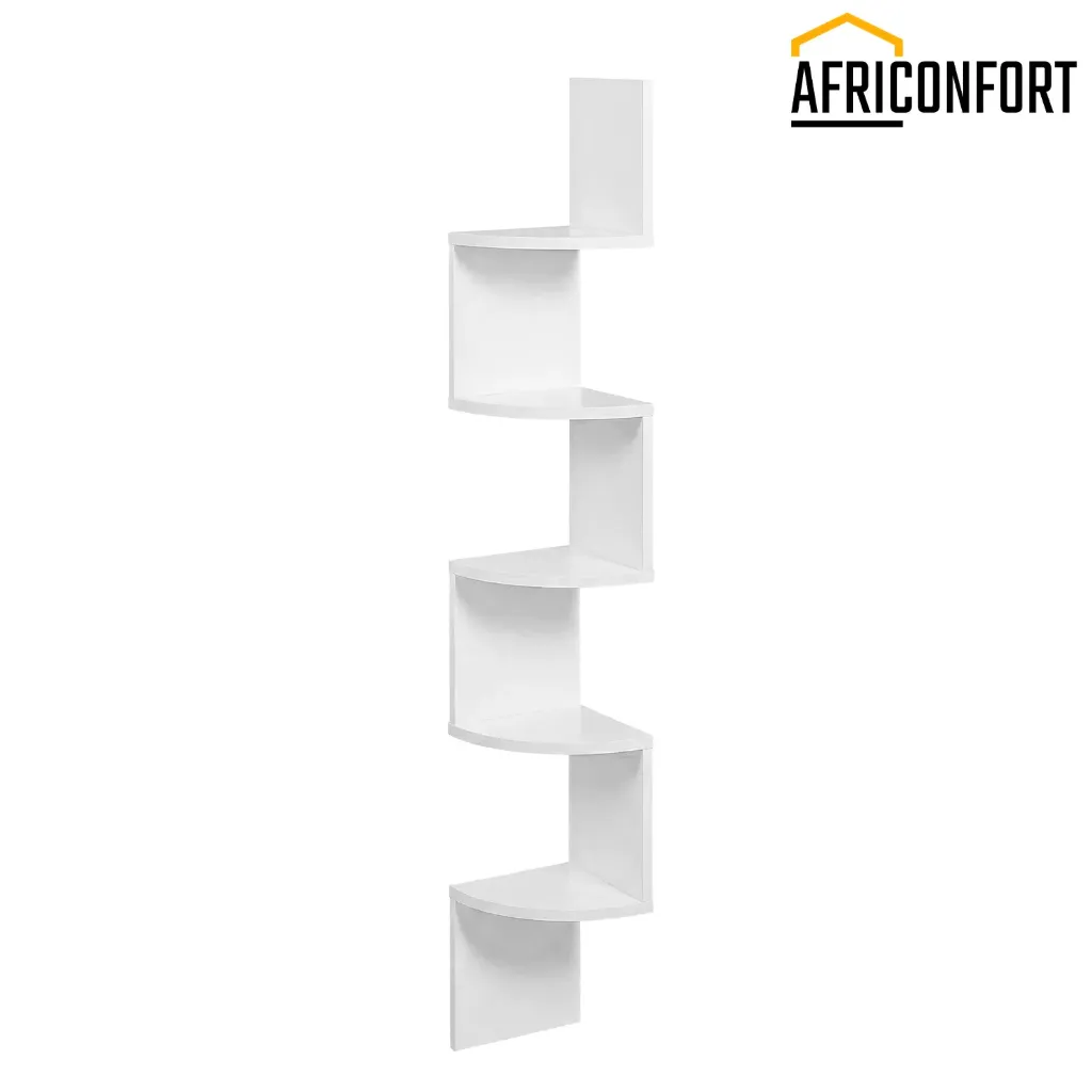 [LBC72WT] Étagère d’Angle Murale, Étagère de Rangement à 5 Niveaux, Étagère à Plantes, pour Chambre à Coucher, Salon, Salle de Bain, Bureau à Domicile, Blanc Nuage