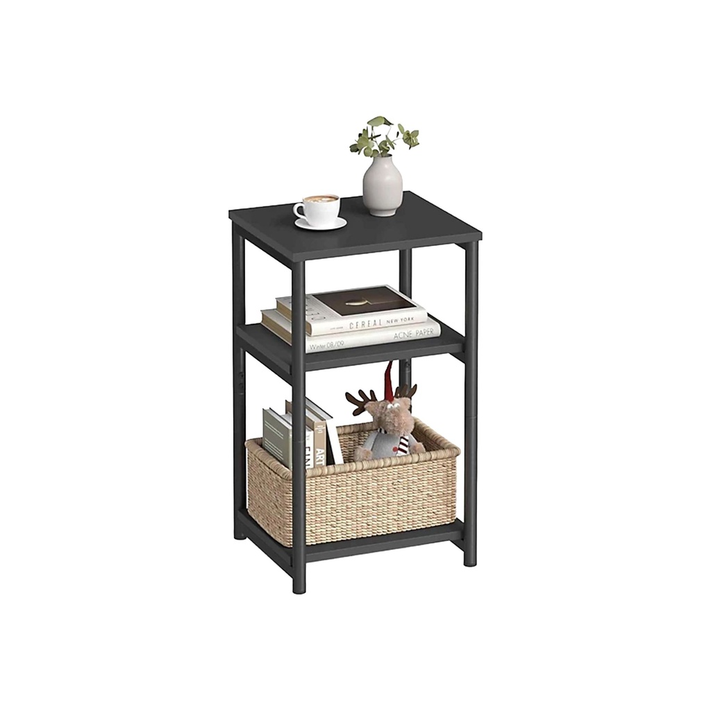 [LET273B16] Table d'appoint, petite table de chevet pour salon, table de nuit haute et moderne, structure en acier, noir encre: 34 x 30 x 58 cm