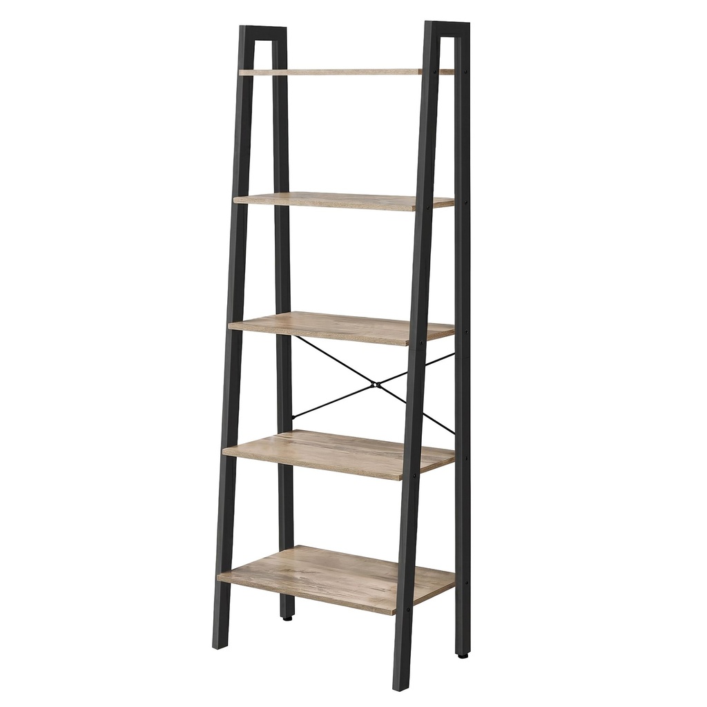 [LLS045B50V1] Meuble de Rangement, Étagère Rangement 5 Niveaux, Bibliothèque, pour Salon, Chambre, Cuisine, Bureau, Style Moderne, Cadre en Acier, Marron Camel et Noir: 35 x 56 x 172 cm