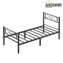 Lit d'appoint simple en métal 90 x 200 cm, cadre de lit, montage facile, noir