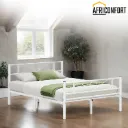 Cadre de lit double Cadre de lit en métal Pour matelas 140 x 190 cm, Lit d'appoint, Adultes, Enfants, Montage facile