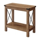 Table d'appoint à 2 niveaux avec étagère inférieure, idéale pour les petits espaces, le salon ou la chambre, style champêtre, couleur miel: 30 x 60 x 55 (P x l x H)