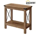 Table d'appoint à 2 niveaux avec étagère inférieure, idéale pour les petits espaces, le salon ou la chambre, style champêtre, couleur miel