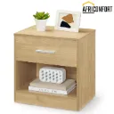Table de chevet avec tiroir à poignée et compartiment ouvert pour chambre ou salon - Jaune paille