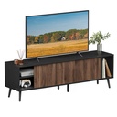 Meuble TV HOME, compatible avec les téléviseurs jusqu'à 72 pouces, centre multimédia avec rangement, console multimédia, salon, noyer naturel et noir ébène